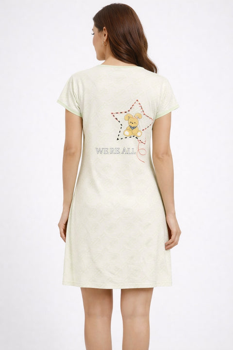 Women's short Nighty, Nightgown, Printed Pattern, Short Sleeve Sleep Dress