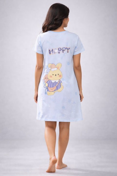 Women's short Nighty, Nightgown, Printed Pattern, Short Sleeve Sleep Dress