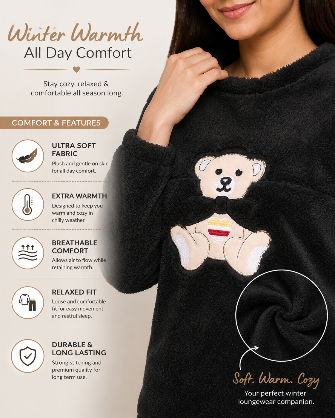 Camey Women Printed Winter Full Sleeve Top and Pajama Set