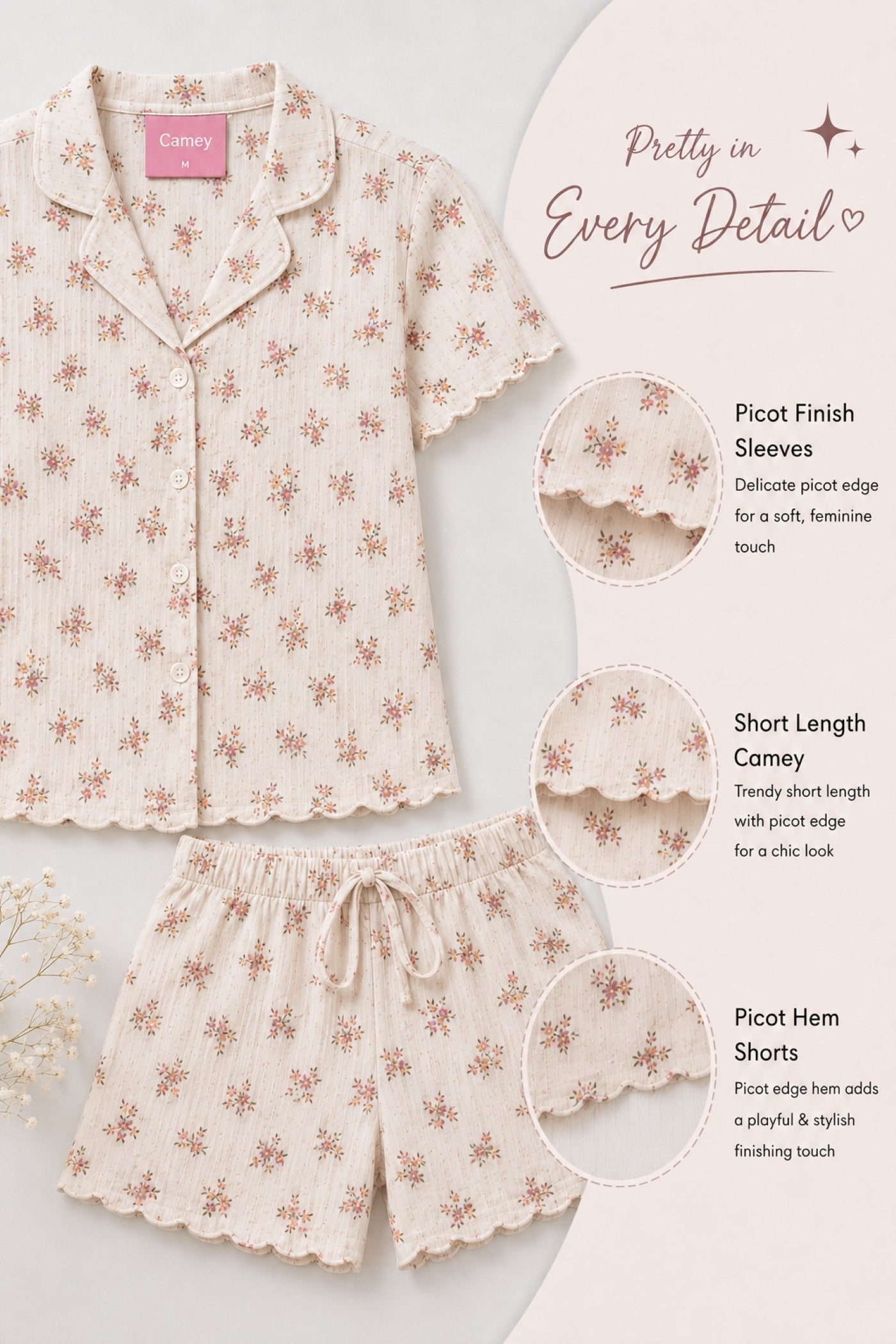 Women Night Suit, Loose Fit Short Set, Shirt & Short Loungewear, Printed Co-Ord, Stretch Fabric