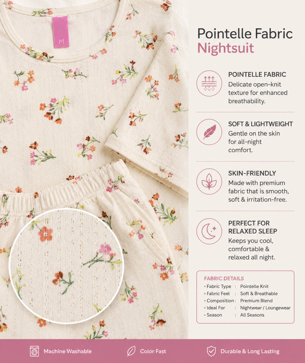 Women Night Suit Set | Soft & Breathable Sleepwear for Women | Half Sleeve Top with Full Length Pyjama