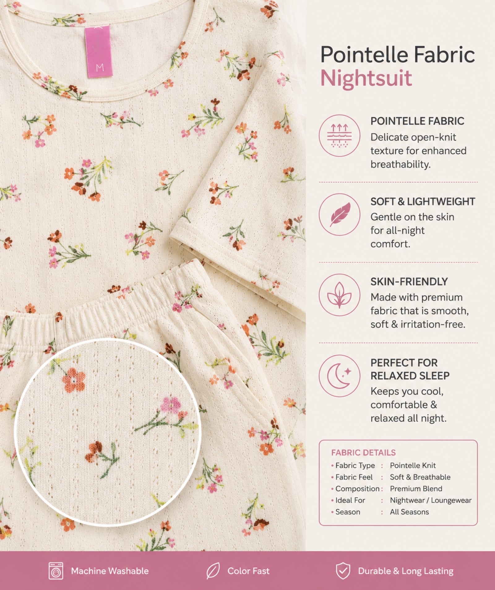 Women Night Suit Set | Soft & Breathable Sleepwear for Women | Half Sleeve Top with Full Length Pyjama
