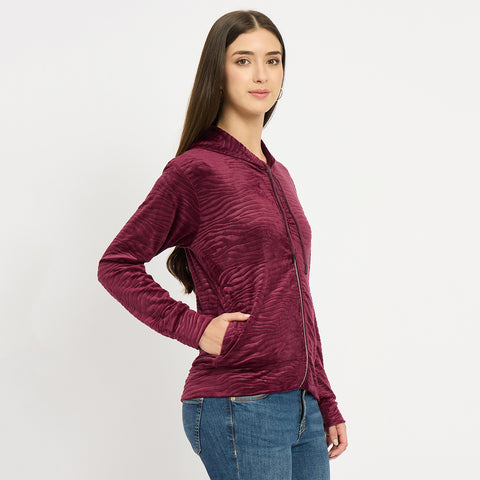 Women’s Whale Textured Zip-Up Hooded Sweatshirt