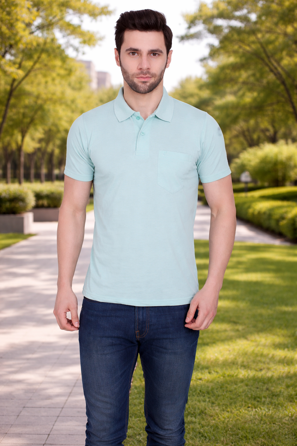 Camey Men’s Plain Cotton Polo T-Shirt | Half Sleeve Collar T-Shirt with Pocket | Stylish Casual Wear for Men