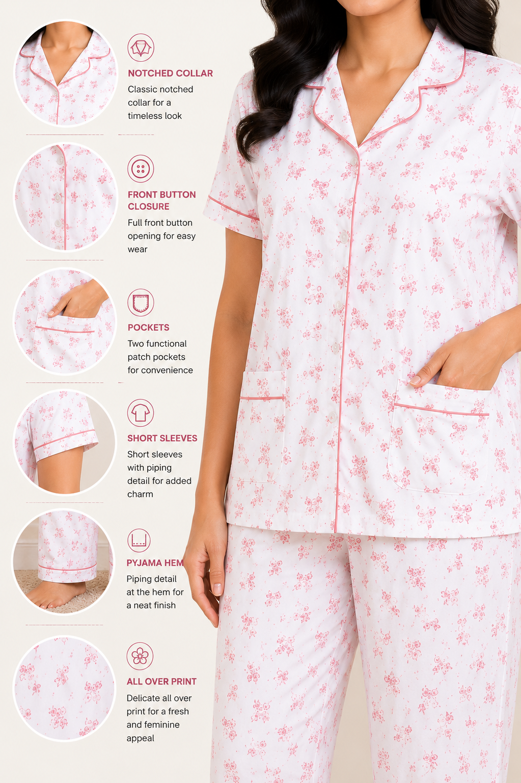 Women Night Suit | Women Sleepwear Set | Ladies Nightwear | Front Open Pyjama Set