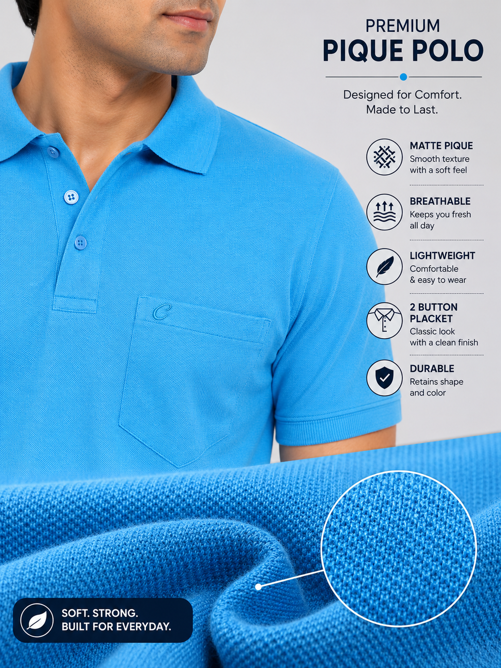 Men's Cotton Matte Polo Collar T-Shirt