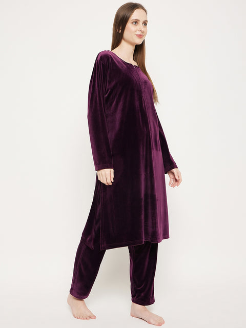 Women Woolen|Winter Corduroy Kurti & Pajama Set