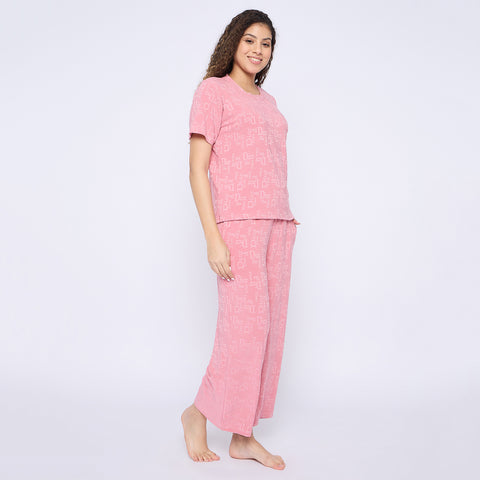 Top and Pyjama Set for Women Nightwear, Pink