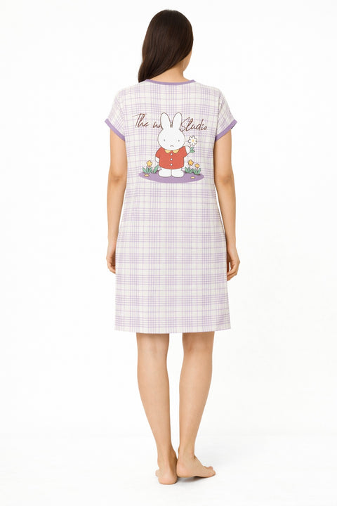 Women's short Nighty, Nightgown, Printed Pattern, Short Sleeve Sleep Dress