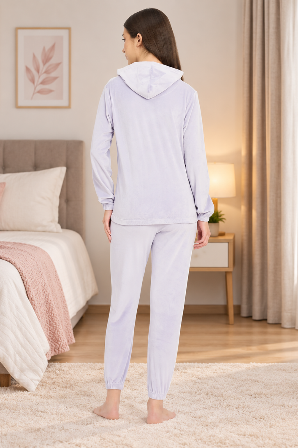 Women Full Sleeve Hooded Nightsuit Set