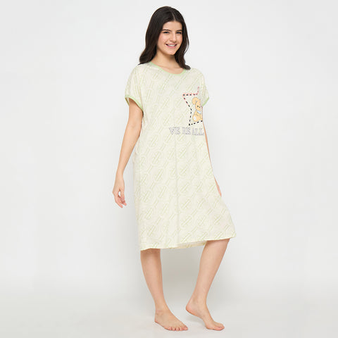 Women's short Nighty, Nightgown, Printed Pattern, Short Sleeve Sleep Dress