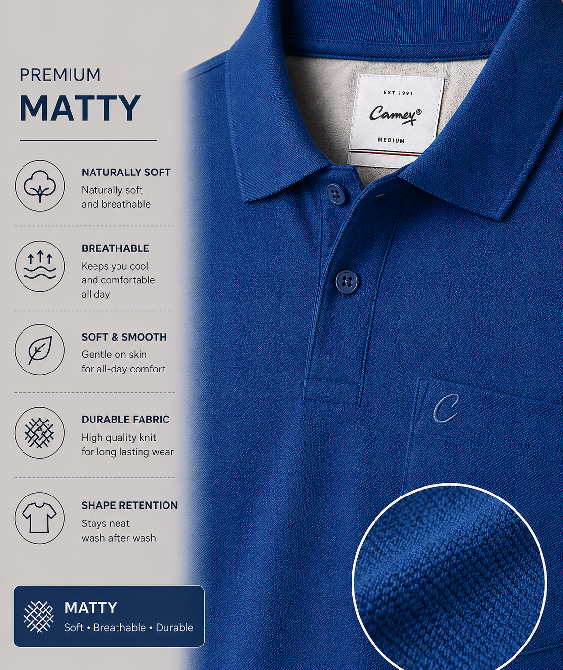 Men's Polo T-Shirt | Regular Fit Matty Fabric | Half Sleeve Collar Neck Casual Polo Tee with Chest Pocket | T-Shirt for Men  &nbsp;