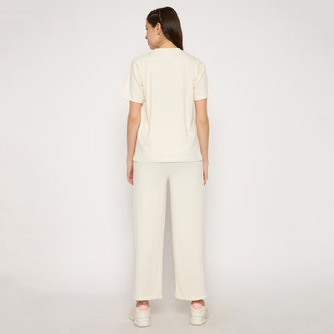Cream Night Suit Set for Women