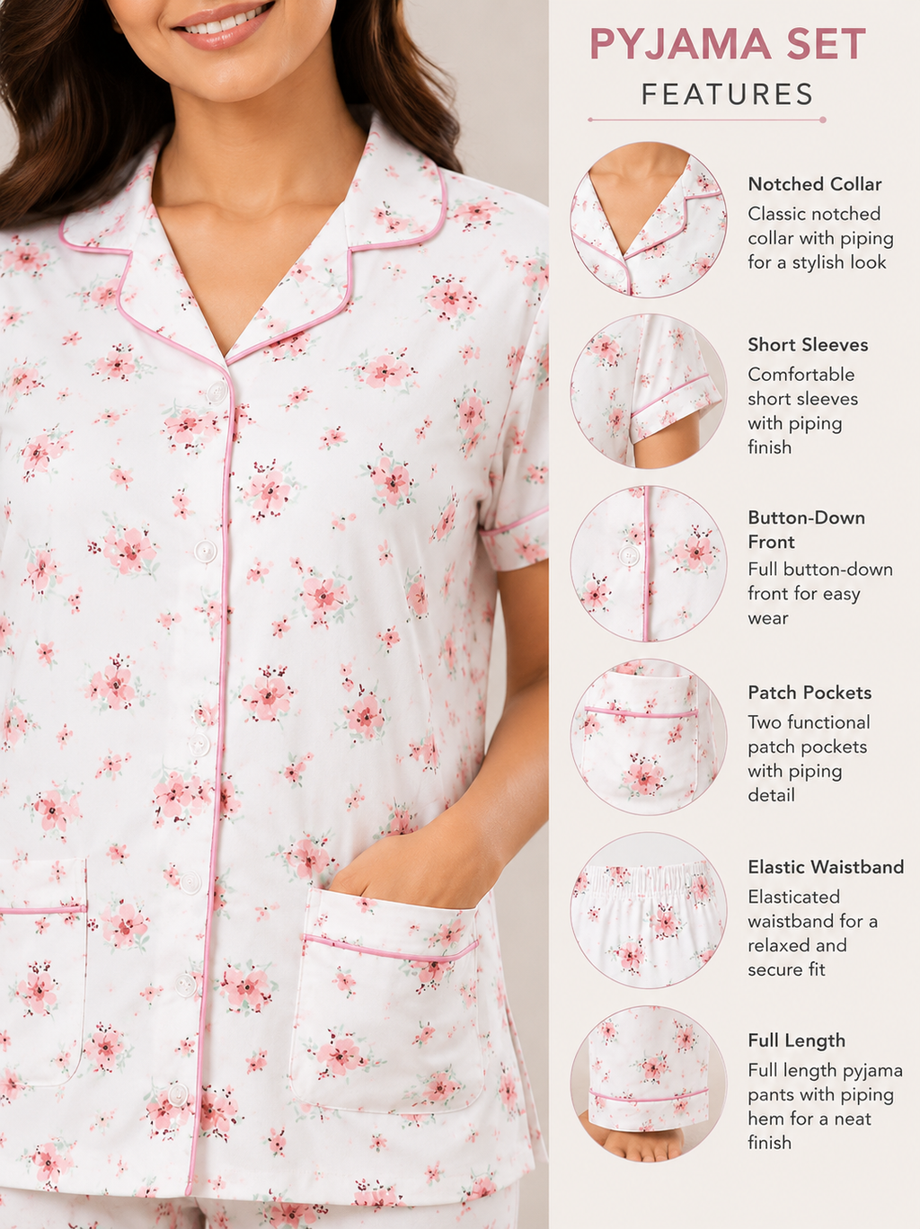 Women Night Suit | Women Sleepwear Set | Ladies Nightwear | Front Open Pyjama Set