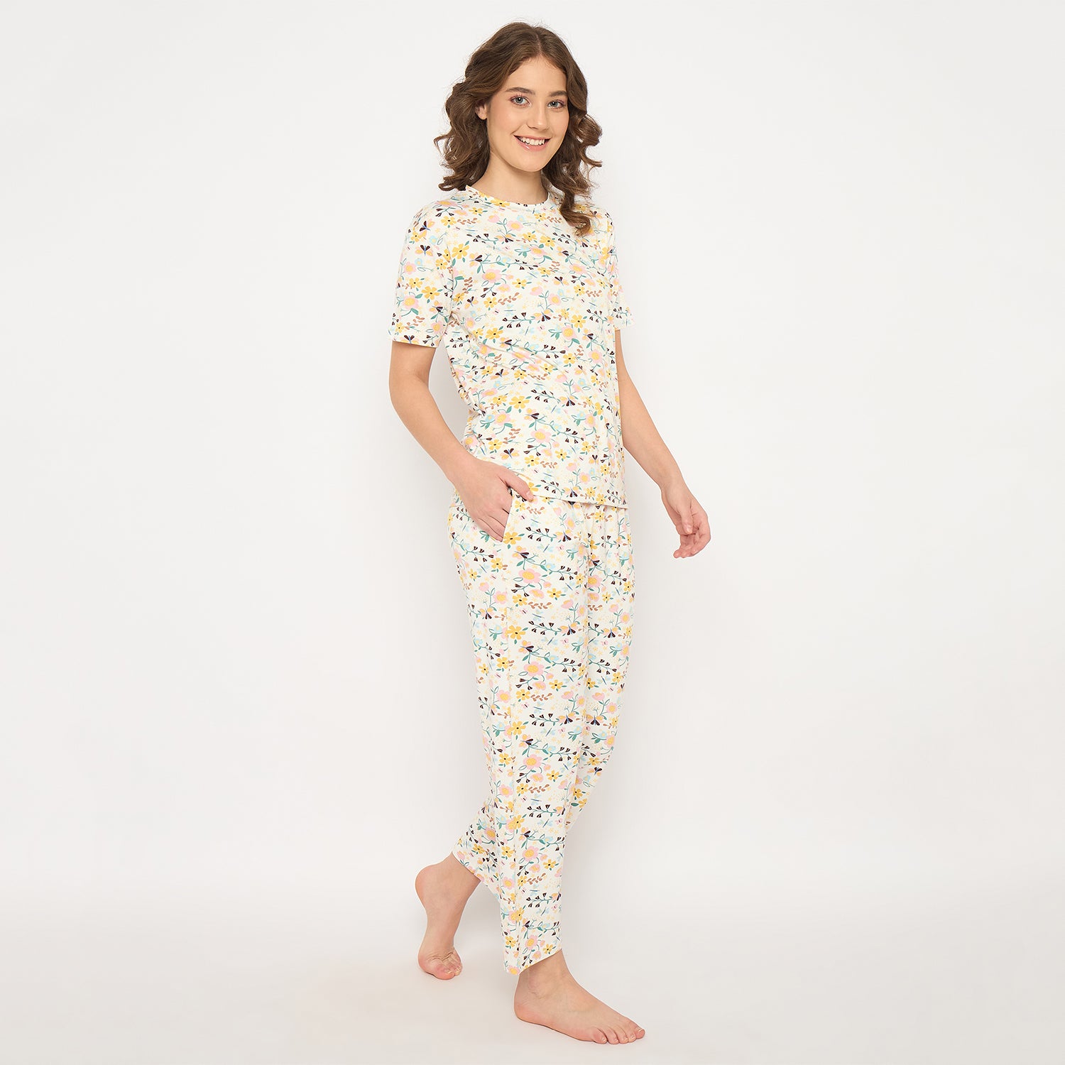 Camey Floral Printed Women Night Suit Set | Soft Cotton Blend Night Suit for Women