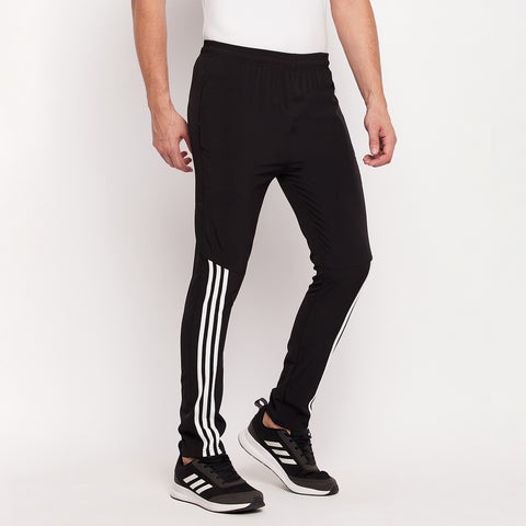 Men Striped Running Track Pants with Zipper Pocket
