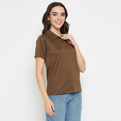 Buy Camey T-Shirts for Women – Stylish Daily Wear Online | Women Classic Short Sleeve Polo T-Shirt, Collared Neck