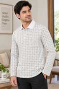 Men's Printed Full Sleeve T-Shirt For Men Polo Neck With Chest Pocket