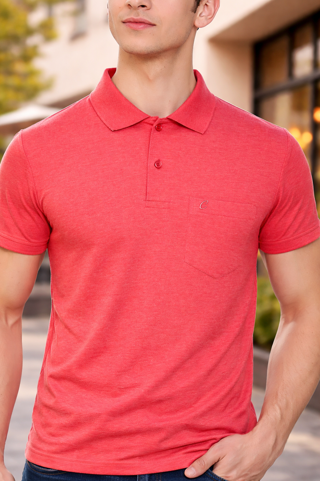 Camey Men's Tee Collection – Stylish & Functional Wear | Men's D.Pink Half Sleeves Cotton Polo T-Shirt