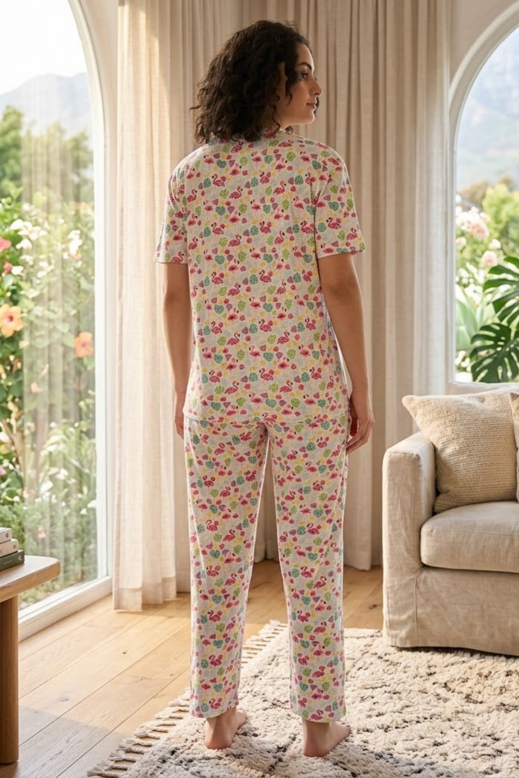 Buy Camey Night Suit Online – Top Sleepwear for Ladies | Women's Printed Pyjama Set, Off White