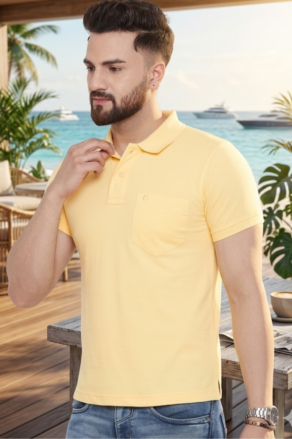 Men's Short Sleeve T-Shirts by Camey – Simple & Soft | Men's Cotton Matte Polo Collar T-Shirt