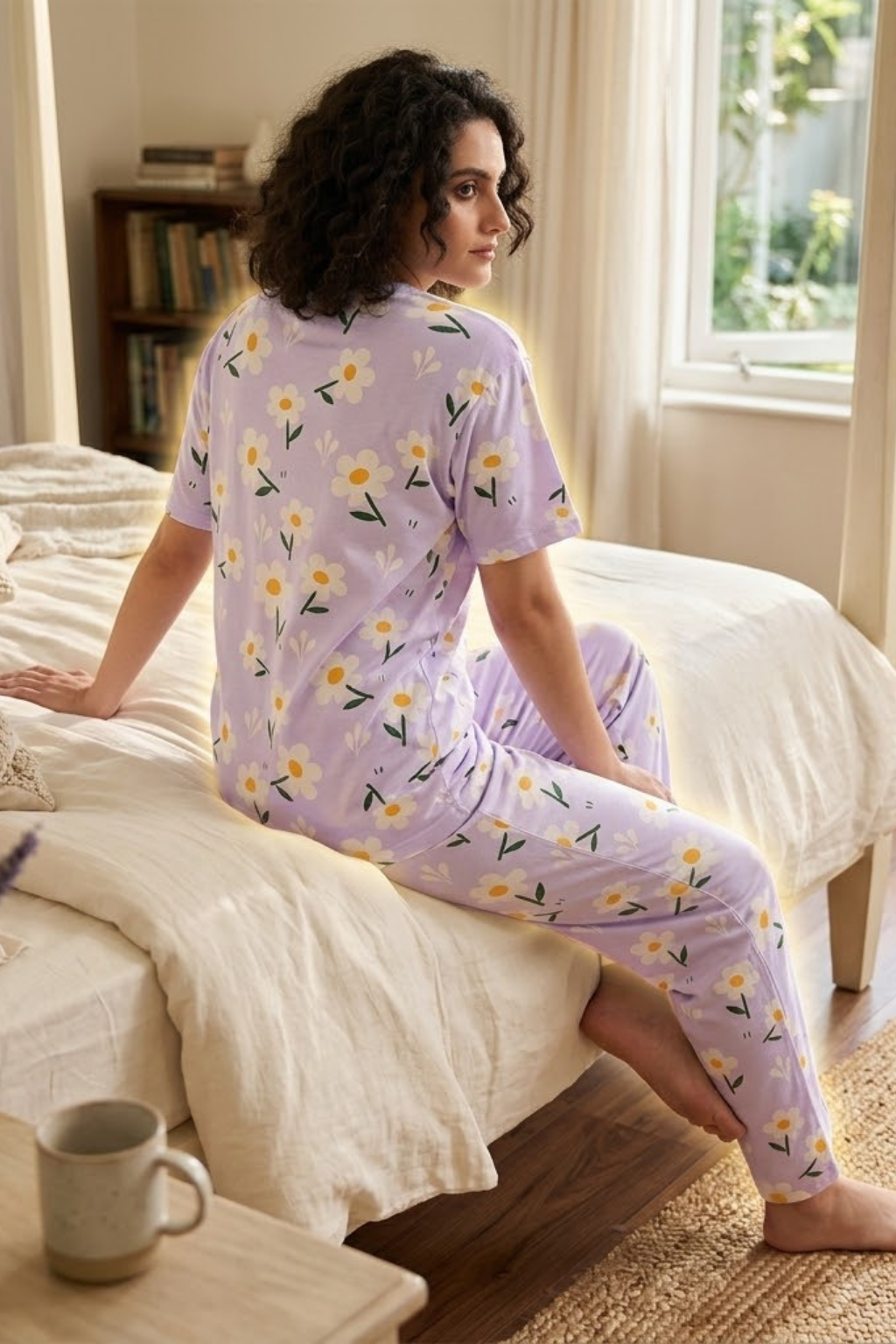 Camey Women's Night Suit – Fashionable Designs for Everyday Comfort | Women's Printed Pyjama Set, Lavender