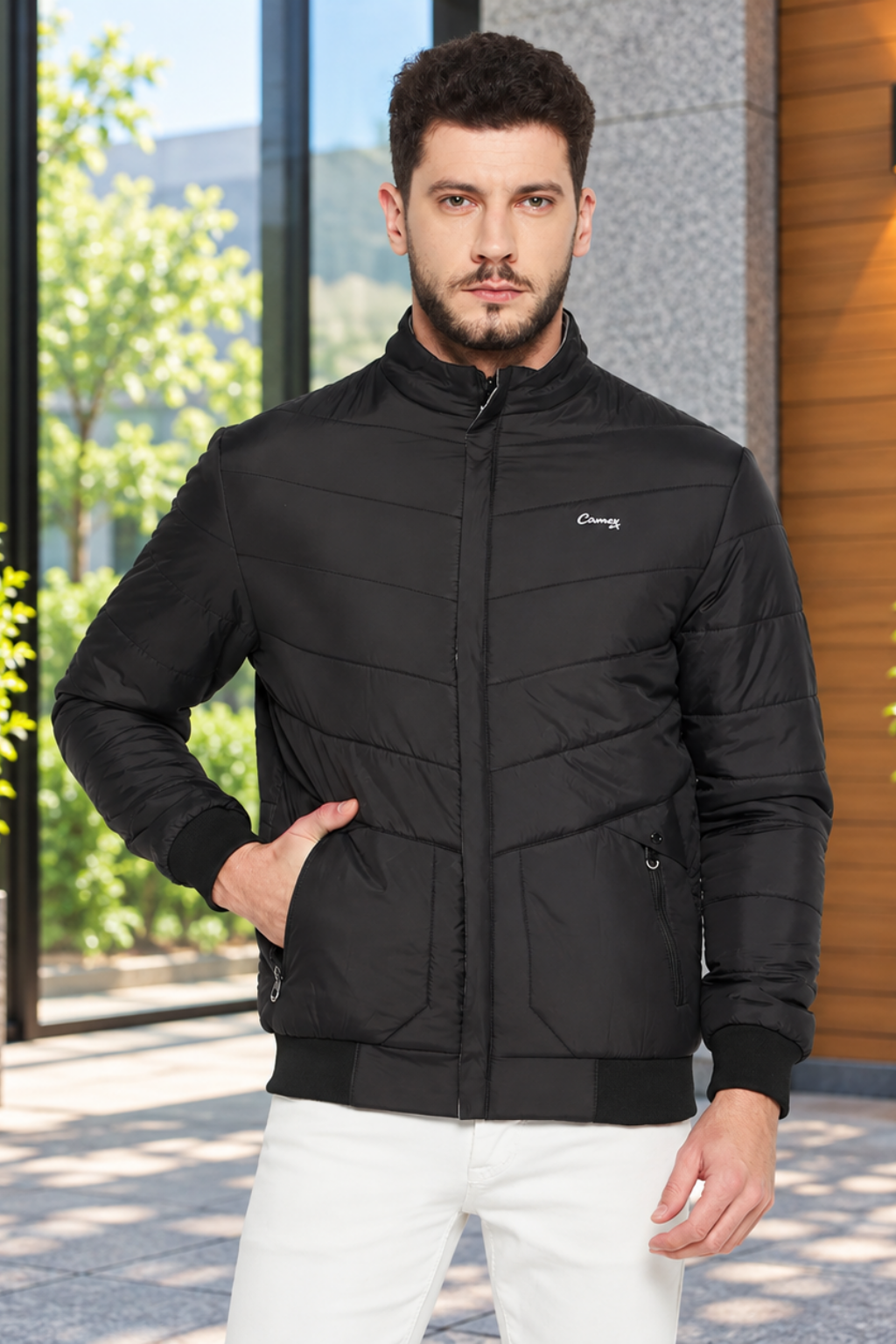 Men's Regular Fit Bomber Jacket For Winter Wear