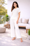 Top and Pyjama Set for Women Nightwear, White
