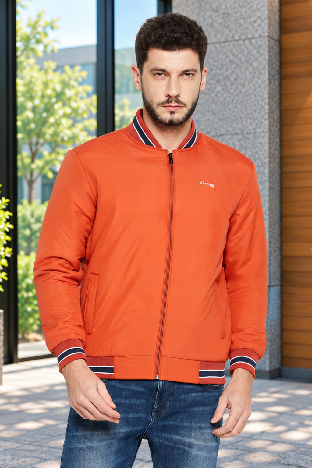 Men's Regular Fit Bomber Jacket For Winter Wear.