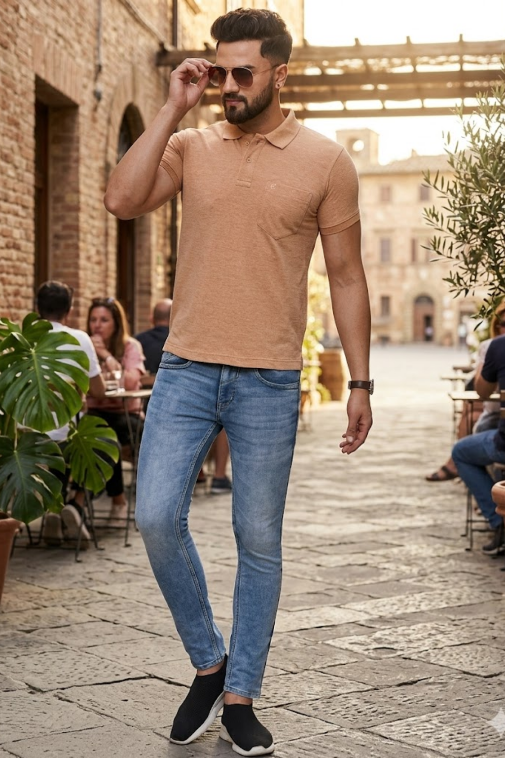 Camey Casual T-Shirts for Men – Intelligent Fit for Any Day |Men's Cotton Matte Polo Collar T-Shirt