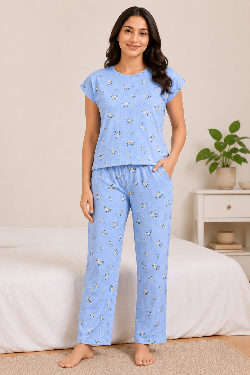 Women Night Suit Set | Soft & Breathable Sleepwear for Women | Half Sleeve Top with Full Length Pyjama