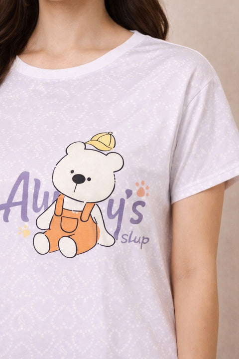 Women's short Nighty, Nightgown, Printed Pattern, Short Sleeve Sleep Dress