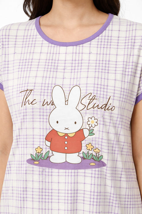 Women's short Nighty, Nightgown, Printed Pattern, Short Sleeve Sleep Dress