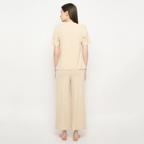Cream Night Suit Set for Women