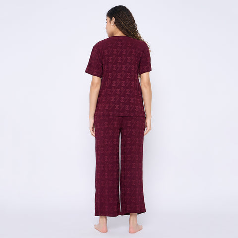 Top and Pyjama Set for Women Nightwear, Coffee