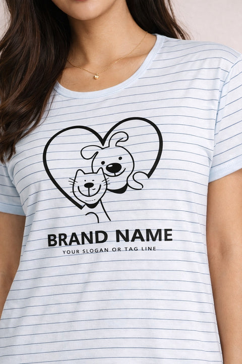 Women's short Nighty, Nightgown, Printed Pattern, Short Sleeve Sleep Dress