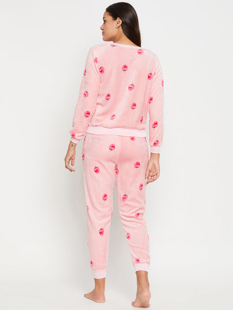 Women Printed Winter Full Sleeve Top and Pajama Pants