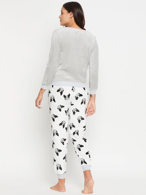 Women Printed Winter Full Sleeve Top and Pajama Pants