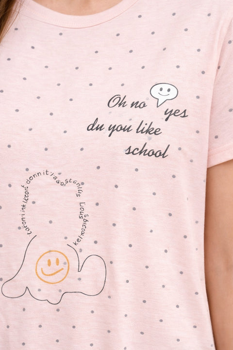 Women's short Nighty, Nightgown, Printed Pattern, Short Sleeve Sleep Dress