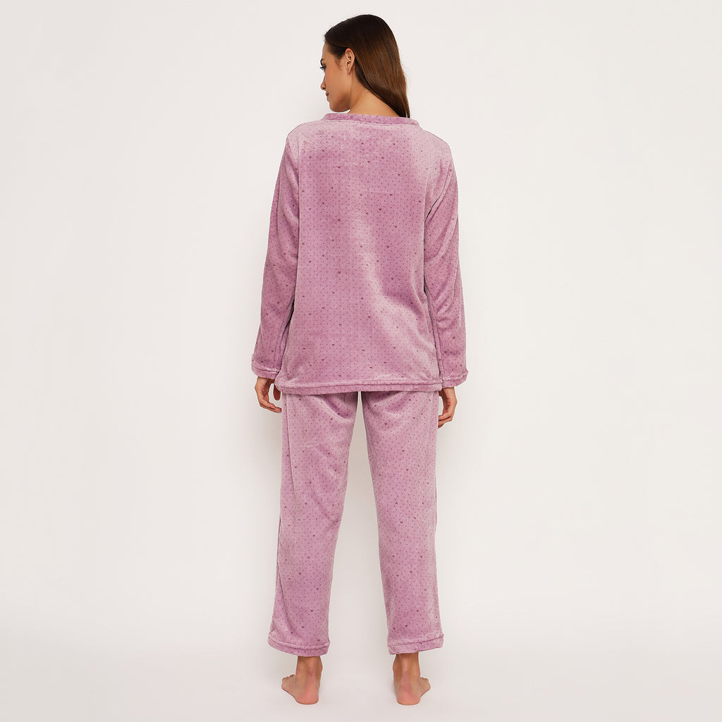 Women's Printed Full Sleeve Round Neck Top and Pajama Pants with Pockets