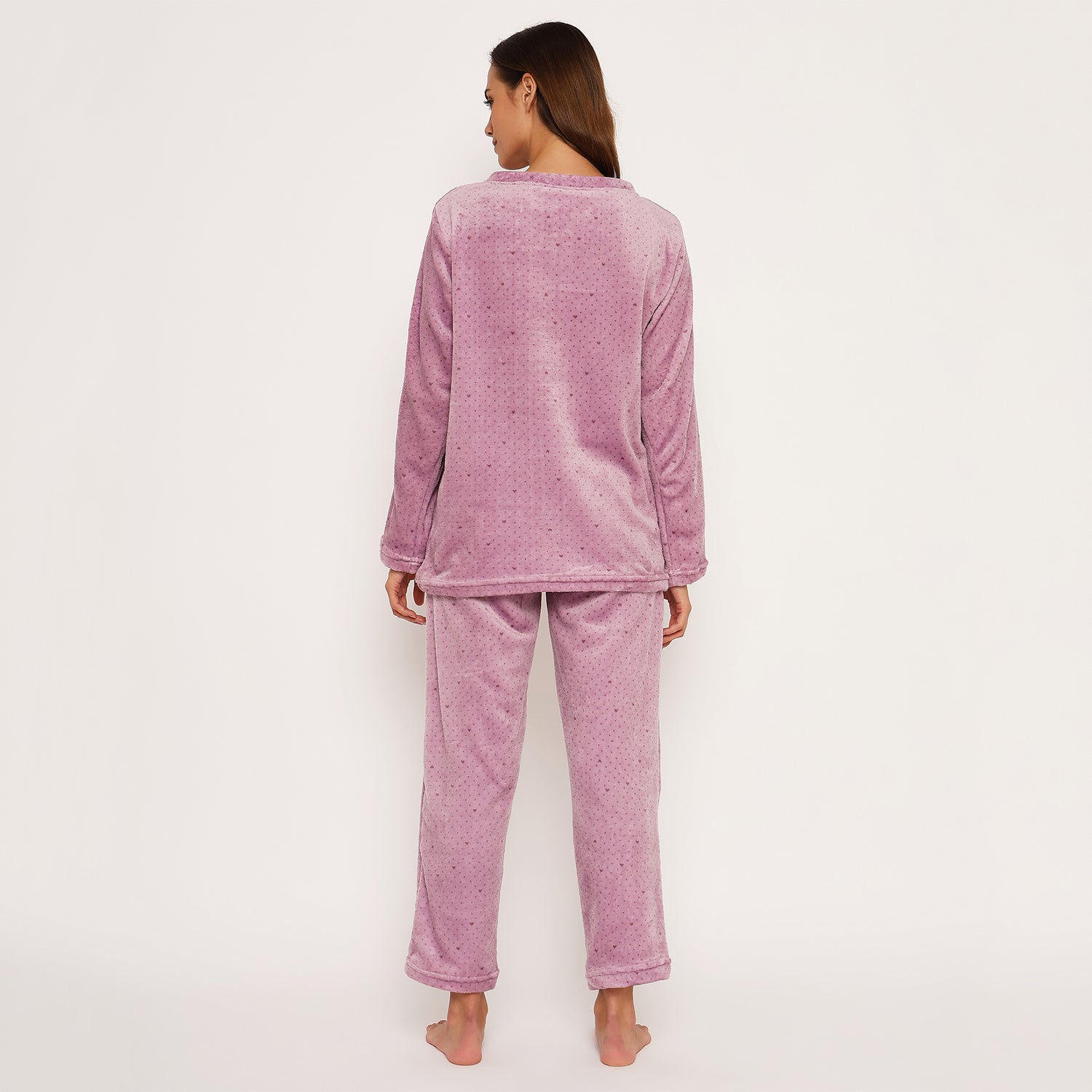 Women's Printed Full Sleeve Round Neck Top and Pajama Pants with Pockets