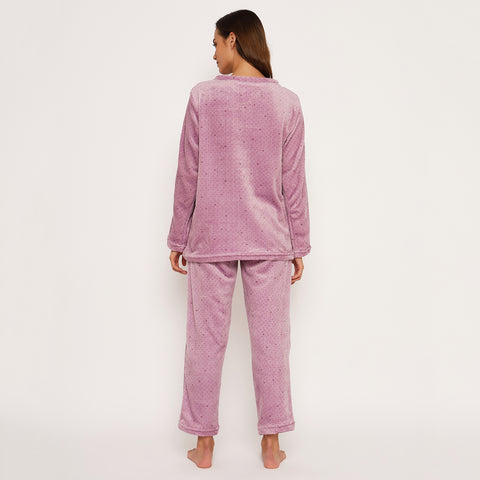Women's Printed Full Sleeve Round Neck Top and Pajama Pants with Pockets