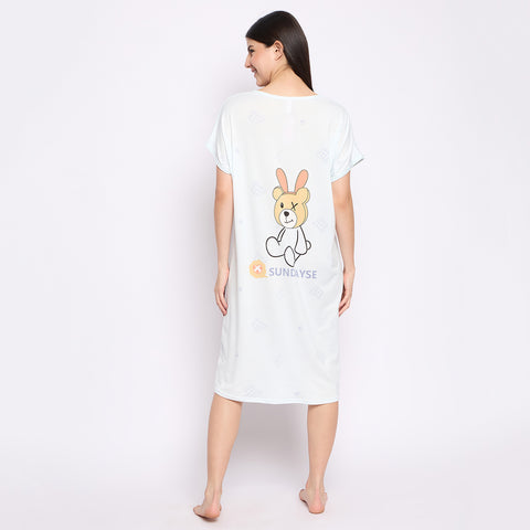 Women's short Nighty/Nightgown, Printed Pattern, Short Sleeve Sleep Dress