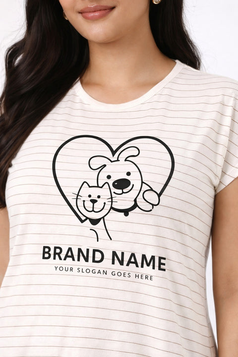 Women's short Nighty, Nightgown, Printed Pattern, Short Sleeve Sleep Dress