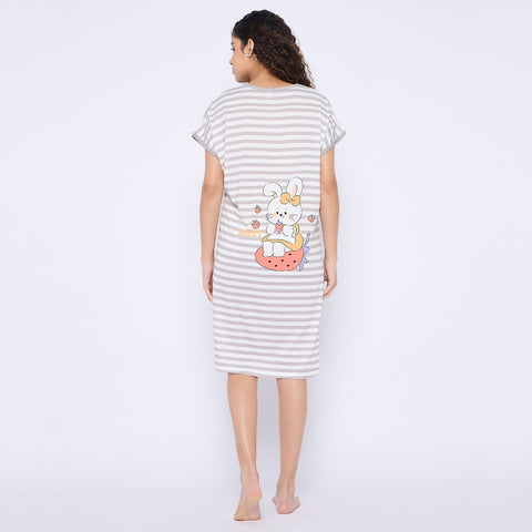 Women's short Nighty/Nightgown, Printed Pattern, Short Sleeve Sleep Dress