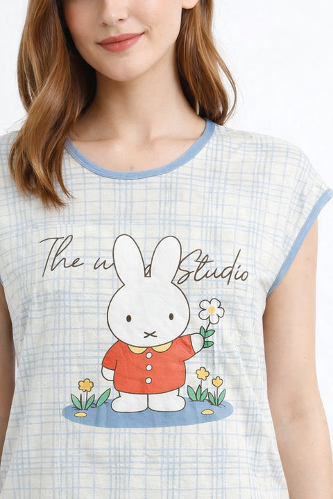 Women's short Nighty, Nightgown, Printed Pattern, Short Sleeve Sleep Dress