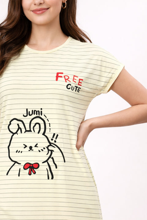 Women's short Nighty, Nightgown, Printed Pattern, Short Sleeve Sleep Dress