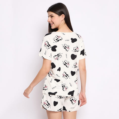 Women's Printed Loungewear Set, White