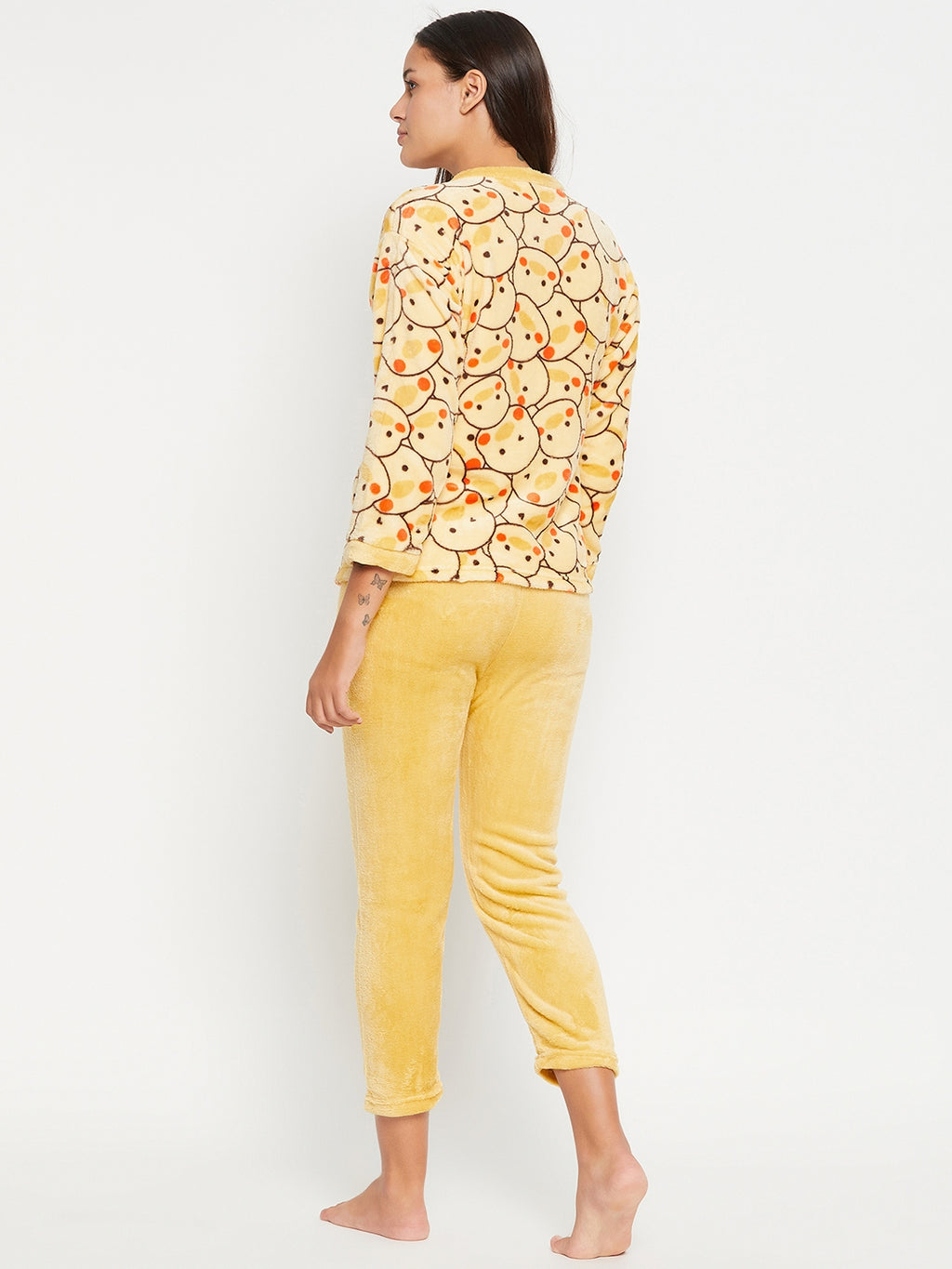 Women Printed Winter Full Sleeve Front open Top and Pajama Pants