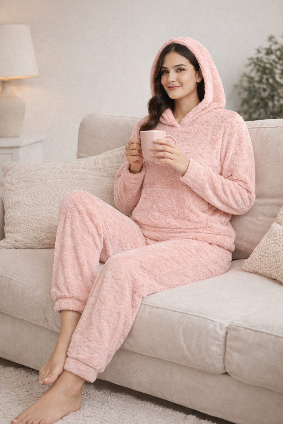 Camey Comfortable Women Winter Night Suit Set with Pocket